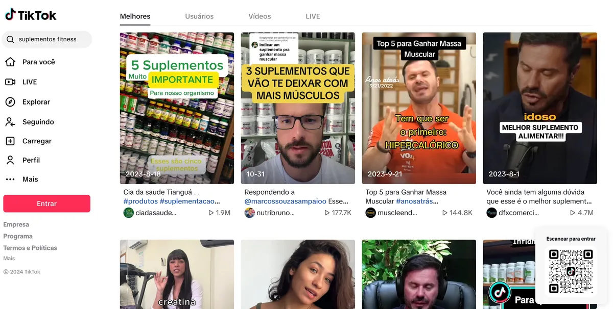 tiktok para vender suplementos nutricionais